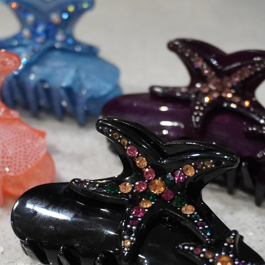 Starfish Claw Clip in Black Sparkle
