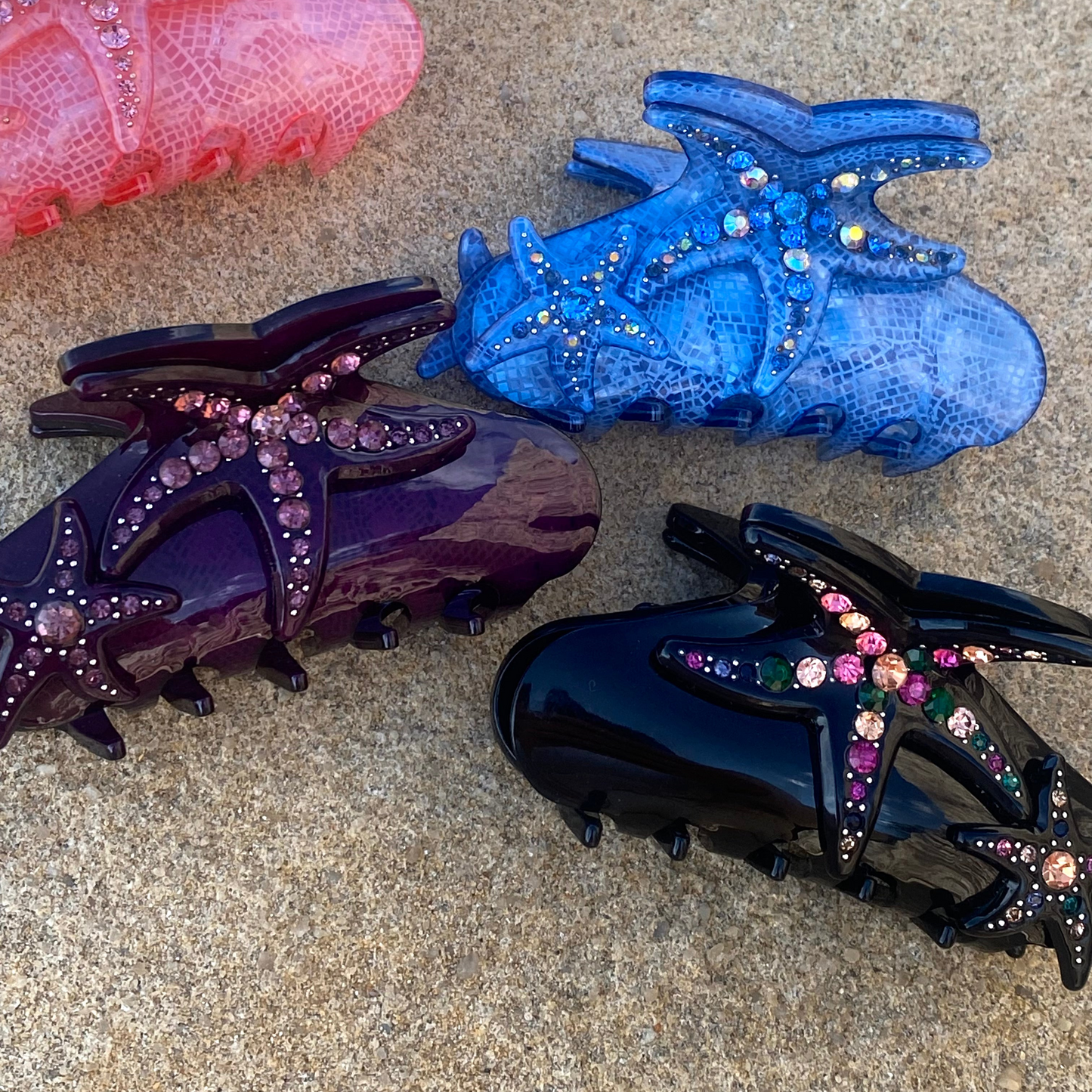 Starfish Claw Clip in Black Sparkle