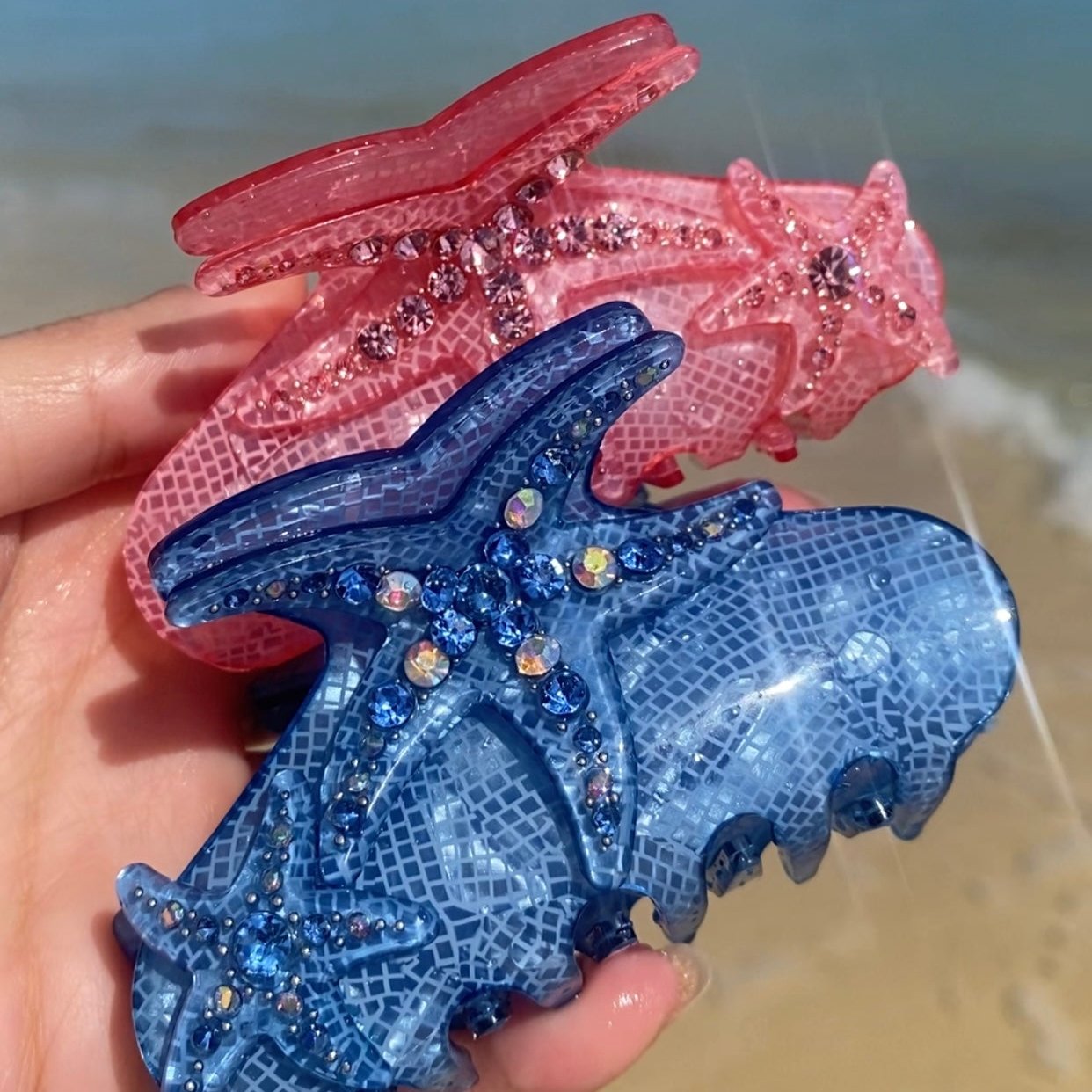 Bundle Starfish Claw Clip in Blue and Pink