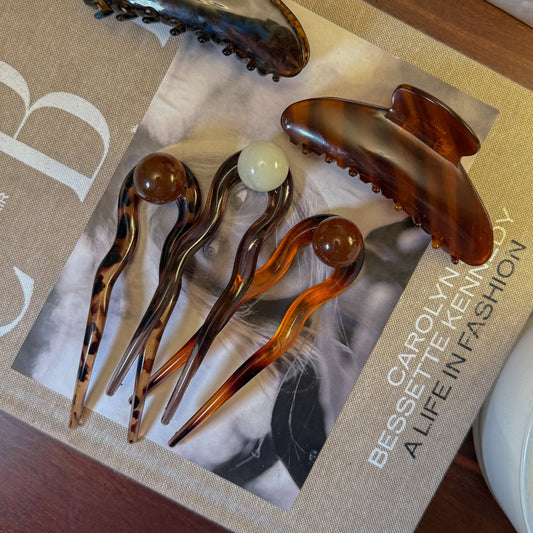 Pearl French Pin in Truffle Veil